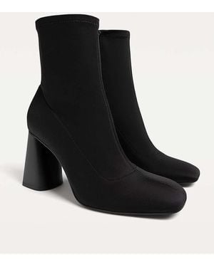 Stradivarius Neoprene-effect High-heeled Ankle Boots - Black