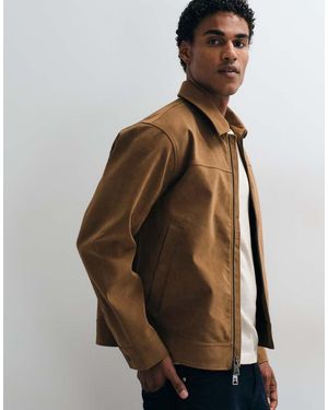 Abercrombie & Fitch Faux Suede Zip Up Jacket - Brown