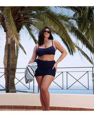 ASOS Asos Design Curve Courtney Textured Swim Skirt - Green