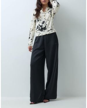 Gina Tricot Moa Glow Straight Satin Trousers - Grey