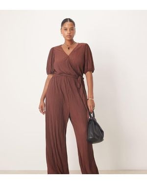Vila Curve Plisse Wrap Front Jumpsuit - Red