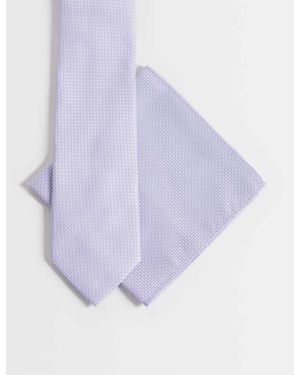 ASOS Textured Tie And Pocket Square - Purple