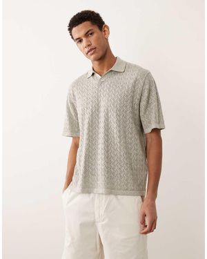 Jack & Jones Gehaakte Gebreide Polo Met Split Aan De Hals - Grijs