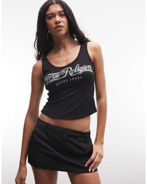 TRUE RELIGION Ribbed Square Neck Tank Top - Black