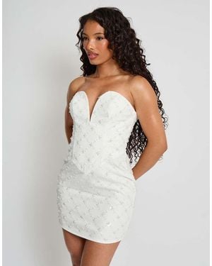 Public Desire Bridal Embellished Sweetheart Mini Dress - White