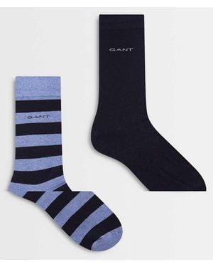 GANT 2-pack Barstripe And Solid Socks - Blue