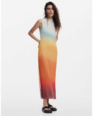 Desigual Ombre Tulle Dress - Yellow