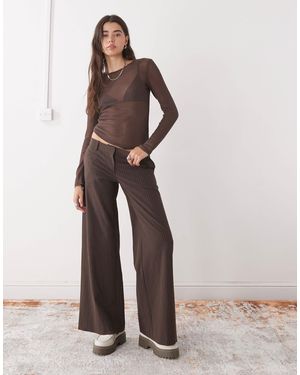 Weekday Low Waist Flared Tailored Pants - Brown
