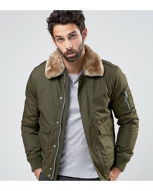 Schott Nyc Air Bomber Jacket Faux Fur Collar Exclusive - Green