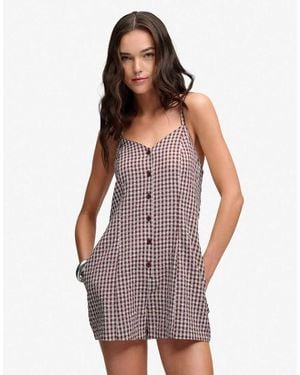 Superdry Gingham Cami Playsuit - Red