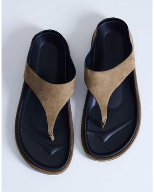 TOPSHOP Sandalias Color Topo Planas Con Plantilla Y Tira Para El Dedo Angela De -Verde - Azul
