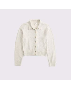 Abercrombie & Fitch Merino Wool-Blend Collared Cardigan - White