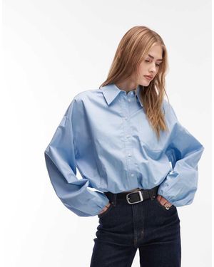 & Other Stories Collared Shirt With Front Elasticized Drawstring Waist - Blue