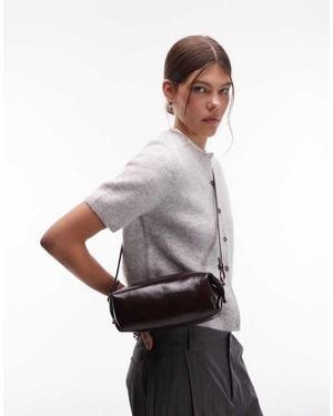 ARKET Small Soft Leather Sqaure Cross Body Bag - Grey