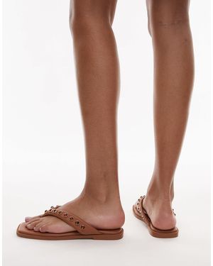 Bronx Cassan-dra Beaded Thong Sandals - Brown