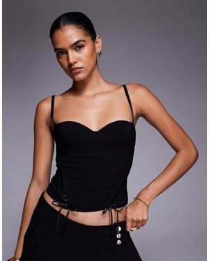 I.AM.GIA Samira Lace Up Detail Multiway Cupped Bustier Corset Top - Grey