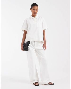 Lacoste Paper Bag Straight Leg Jeans - White