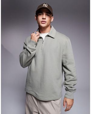 River Island Quarter Zip Collared Sweatshirt - Gray