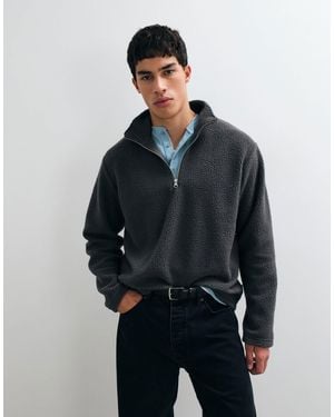 Jack & Jones Teddy Half Zip Fleece - Blue