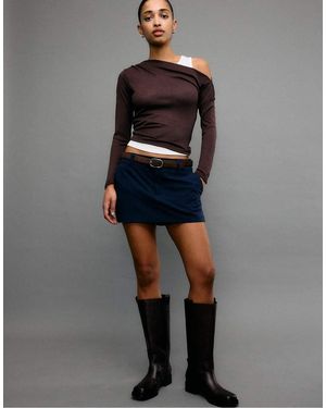 Stradivarius Mini Skort With Belt - Grey
