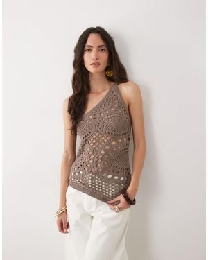 ASOS Crochet Knit Asymmetric Top - Brown