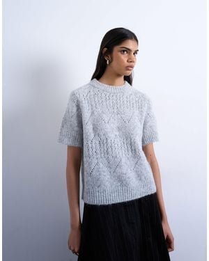 TOPSHOP Knit Relaxed Fit Short Sleeve T-shirt Top - Blue