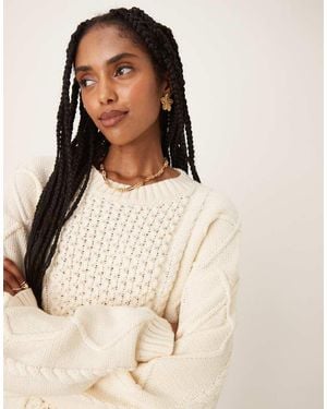 Glamorous Maglione Oversize Lavorato A Trecce Sporco - Neutro