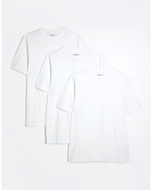 River Island 3 Pack Short Sleeve Slim Fit T-Shirt - White