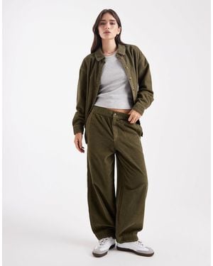 ASOS Barrel Leg Bubble Corduroy Pants - Green