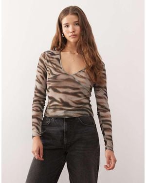 Collusion Mesh Wrap Top - Multicolour