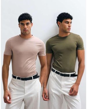 ASOS Essentials 2-pack Muscle Fit T-shirts - Green