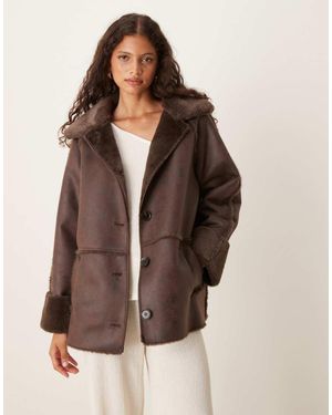 Pretty Lavish Aviator Coat - Brown