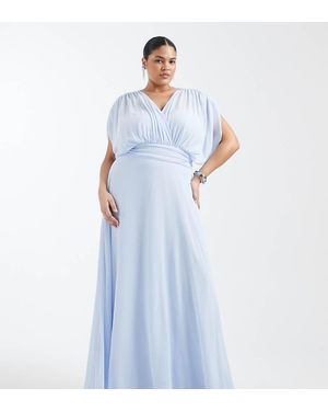 Tfnc Plus Bridesmaid Pleated Chiffon Maxi Dress - Blue