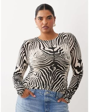 ASOS Asos Design Curve Sheer Knitted Ruched Side Top - Gray