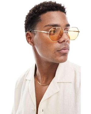 Bershka Hexagon Frame Sunglasses With Lense - White