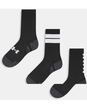 Under Armour Performance Tech 3 Pack Crew Socks - Black
