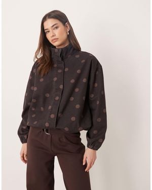 ASOS Denim Funnel Neck Jacket - Brown