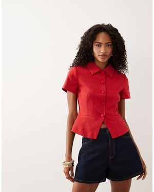 ASOS Cinch Short Sleeve Collar Blazer - Red