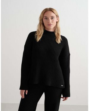 Aim'n – gerippter strickpullover - Schwarz
