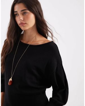 ASOS Gestricktes, figurbetontes oberteil mit u-boot-ausschnitt - Schwarz
