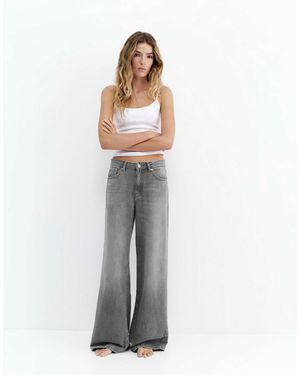 Pull&Bear – lockere oversize-jeans - Weiß