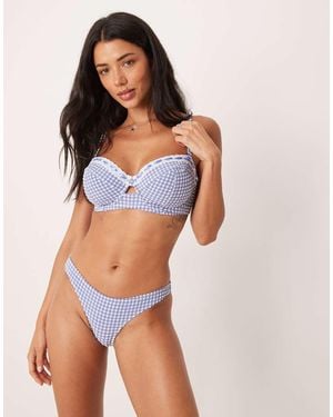Peek & Beau Gingham Print Underwire Bikini Top - Blue