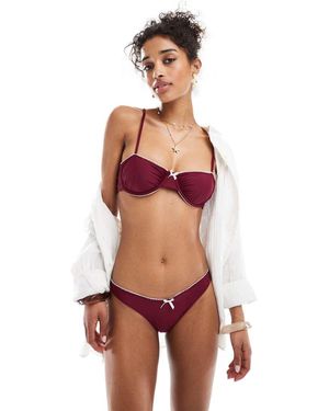 Miss Selfridge V Front Bottoms With Picot Trim - Red