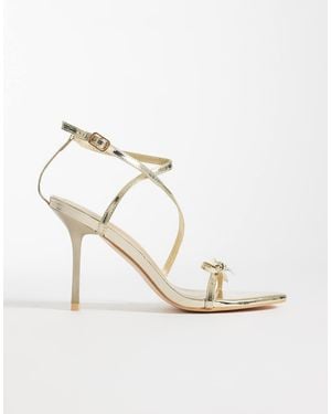 Glamorous Barely There Heeled Sandals With Bow - Brown