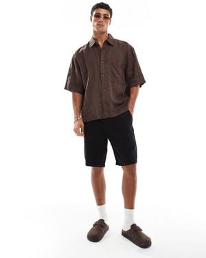 Threadbare Linen Rich Drawstring Shorts - Black