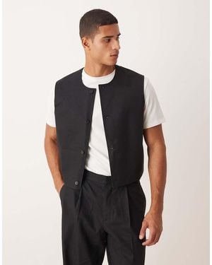 ASOS Boxy Cropped Suit Vest - Black