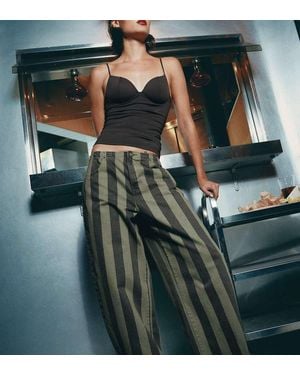 Stradivarius Petite Jeans Barrel-Fit Con Regolatore Posteriore - Verde