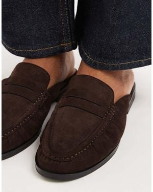 New Look Faux Suede Backless Loafer - Blue