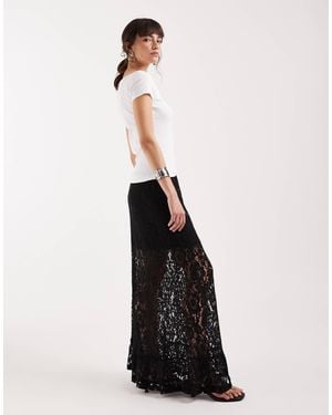 Jdy Tiered Lace Maxi Skirt With Lining - White