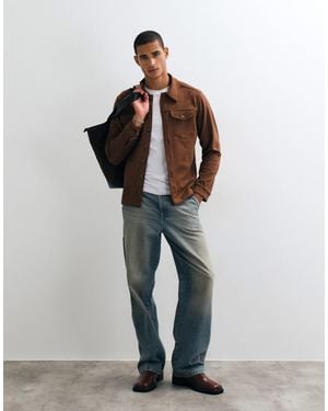 Brave Soul Studio Suede Look Overshirt - Brown